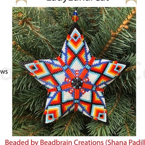 Feathers and arrows beaded star pattern for beading, Basic peyote star tutorial