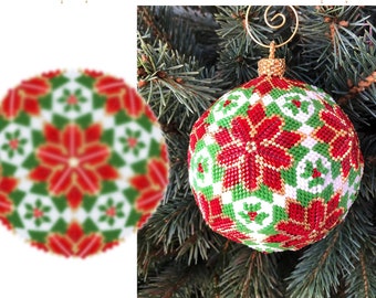 Poinsettia ornament tutorial - Peyote 3d ball pattern for beading