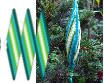 Christmas ornament tutorial - Peyote 3drop pod pattern for beading Mojito