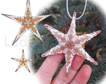 Tutorial para hacer adornos navideños con cuentas: patrón de estrella peyote (PDF)