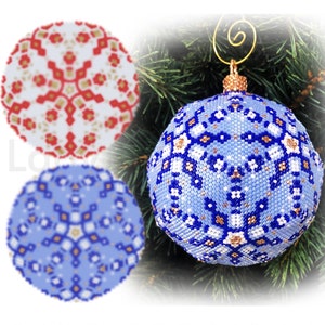 Christmas ornament beading tutorial - Peyote 3d ball pattern snowflakes - DIY winter ornament