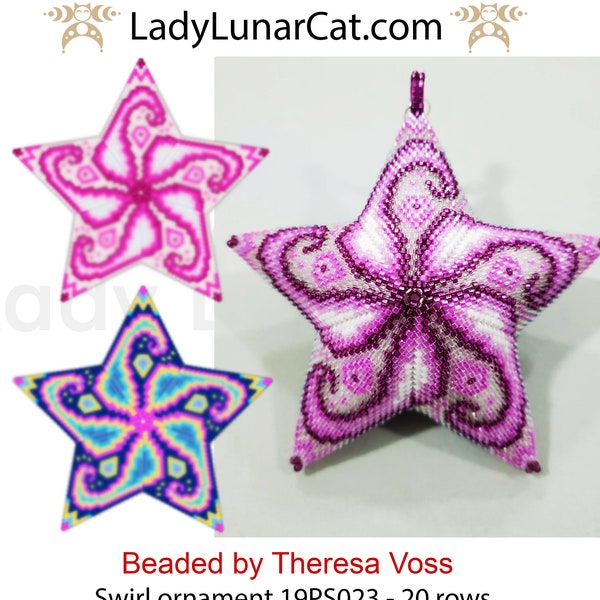 Pink Christmas ornament beading tutorial - Peyote star pattern -  DIY beading mandala