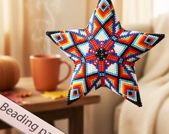 Kralenpatroon met veren en pijlen voor kralen, basishandleiding peyote-sterren