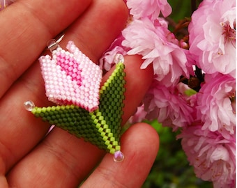 Beading tutorial for Peyote stitch  Tulip flower 19T001