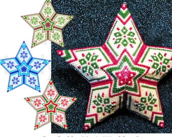 Tutorial de adorno navideño de estrella - Patrón de estrella de peyote - Mandala de cuentas DIY