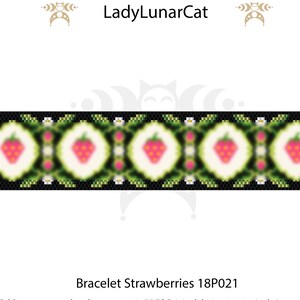 Strawberries  peyote bracelet pattern for beading