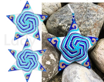 Christmas  ornament beading tutorial - Peyote star pattern Sea spiral - DIY beaded mandala