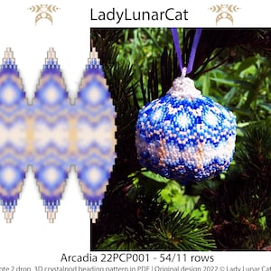 Christmas ornament beading tutorial - Peyote 2 drop pod pattern Arcadia - DIY winter ornament