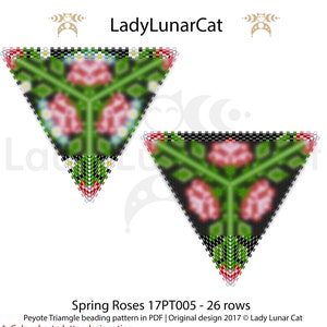 Peyote triangle pattern, Tutorial for beading,  Seed beads Spring Roses