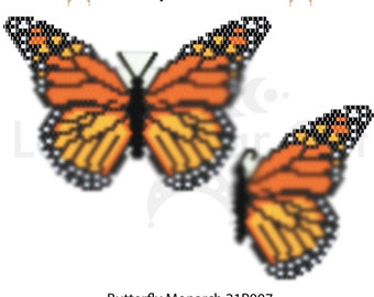 Brick stitch pattern for beading Butterfly Monarch 21P007