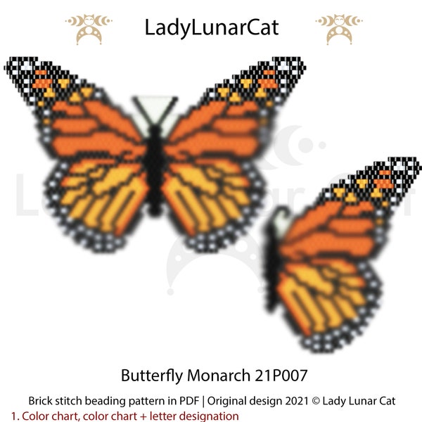 Brick stitch pattern for beading Butterfly Monarch 21P007