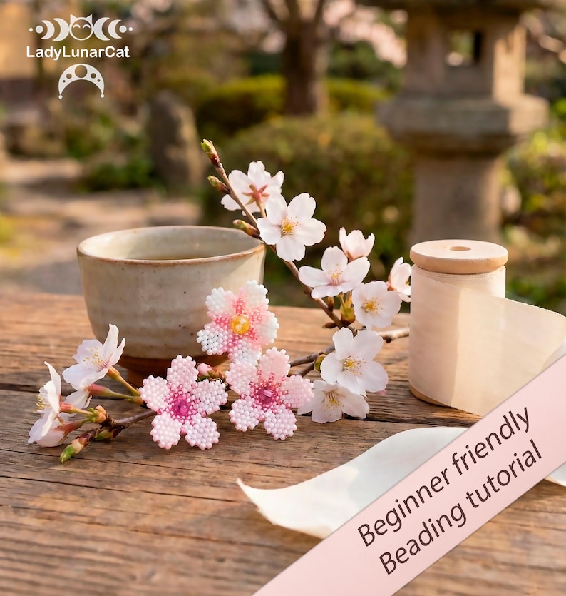 Sakura Peyote Pattern, Beaded Cherry Blossom beading Tutorial (PDF) image 2