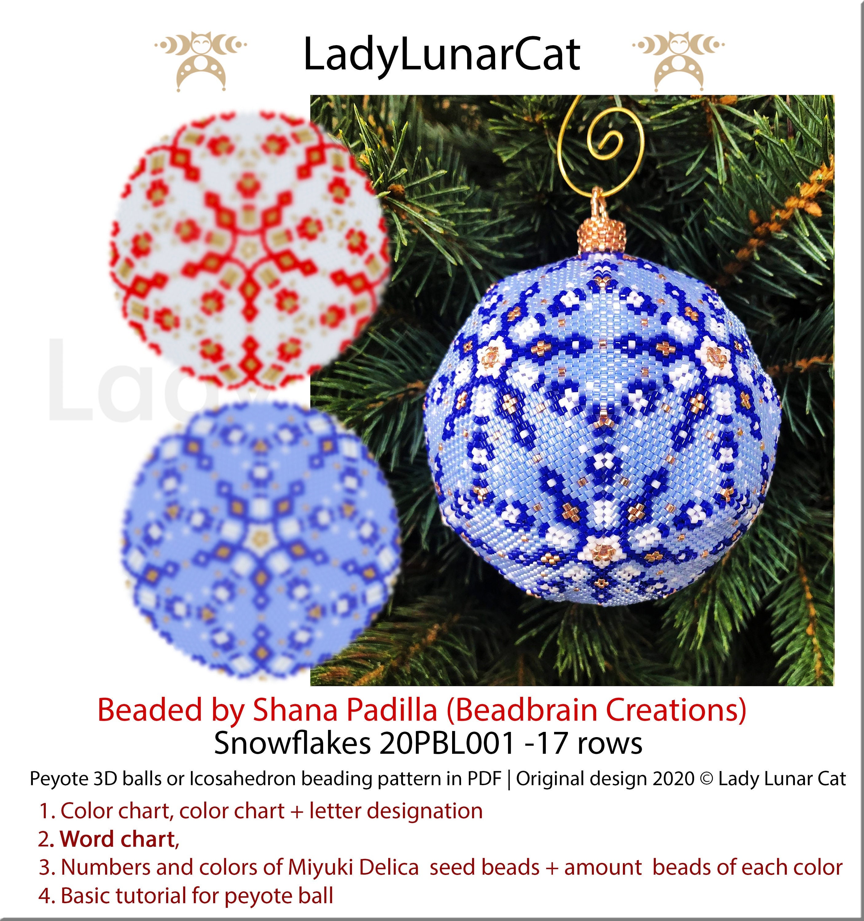 Christmas Ornament Beading Tutorial - Peyote 3d Ball Pattern Snowflakes ...
