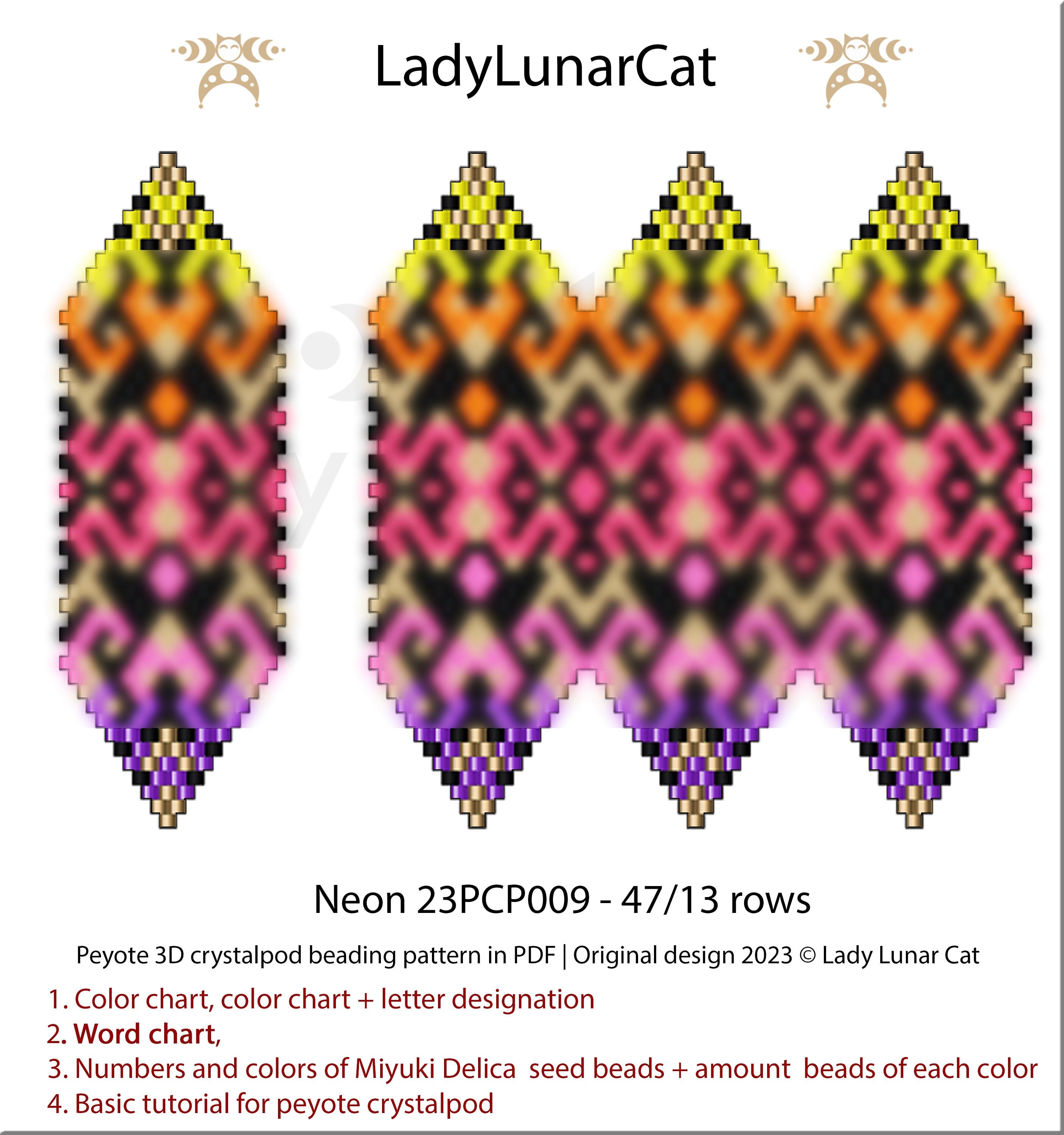 Peyote Pod Pattern for Seed Beads, Neon Beading Tutorial - Etsy
