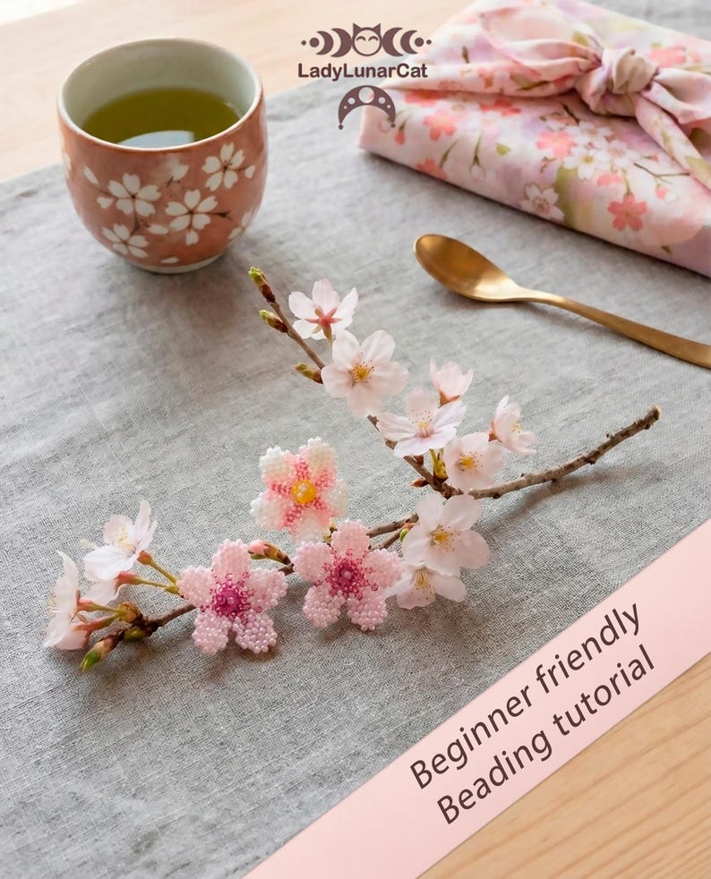 Sakura Peyote Pattern, Beaded Cherry Blossom beading Tutorial (PDF) image 3