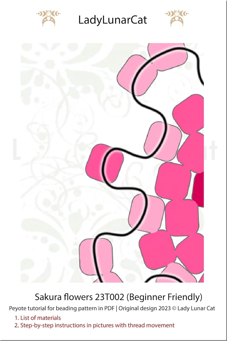 Sakura Peyote Pattern, Beaded Cherry Blossom beading Tutorial (PDF) image 9