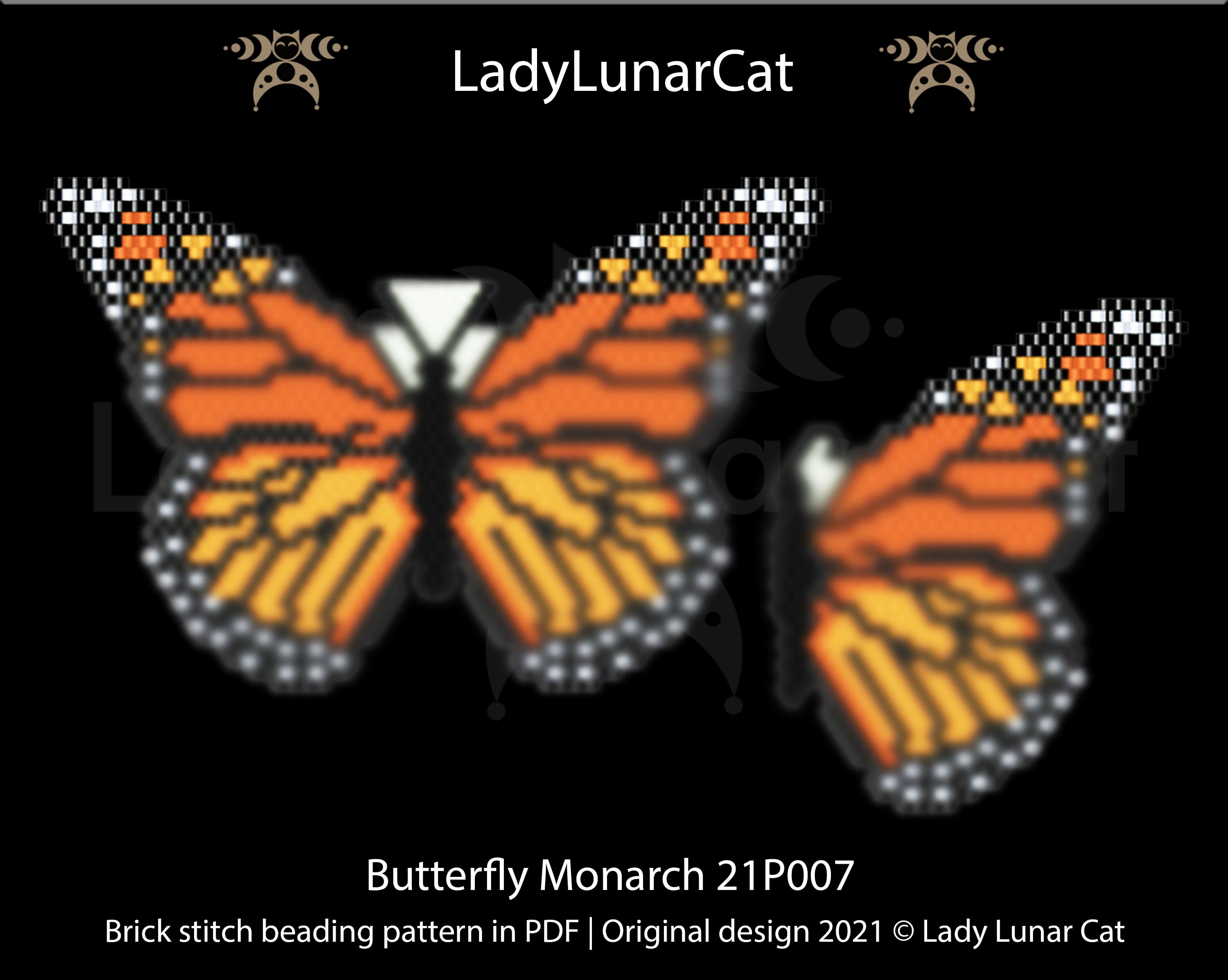 Brick Stitch Pattern for Beading Butterfly Monarch 21P007 - Etsy