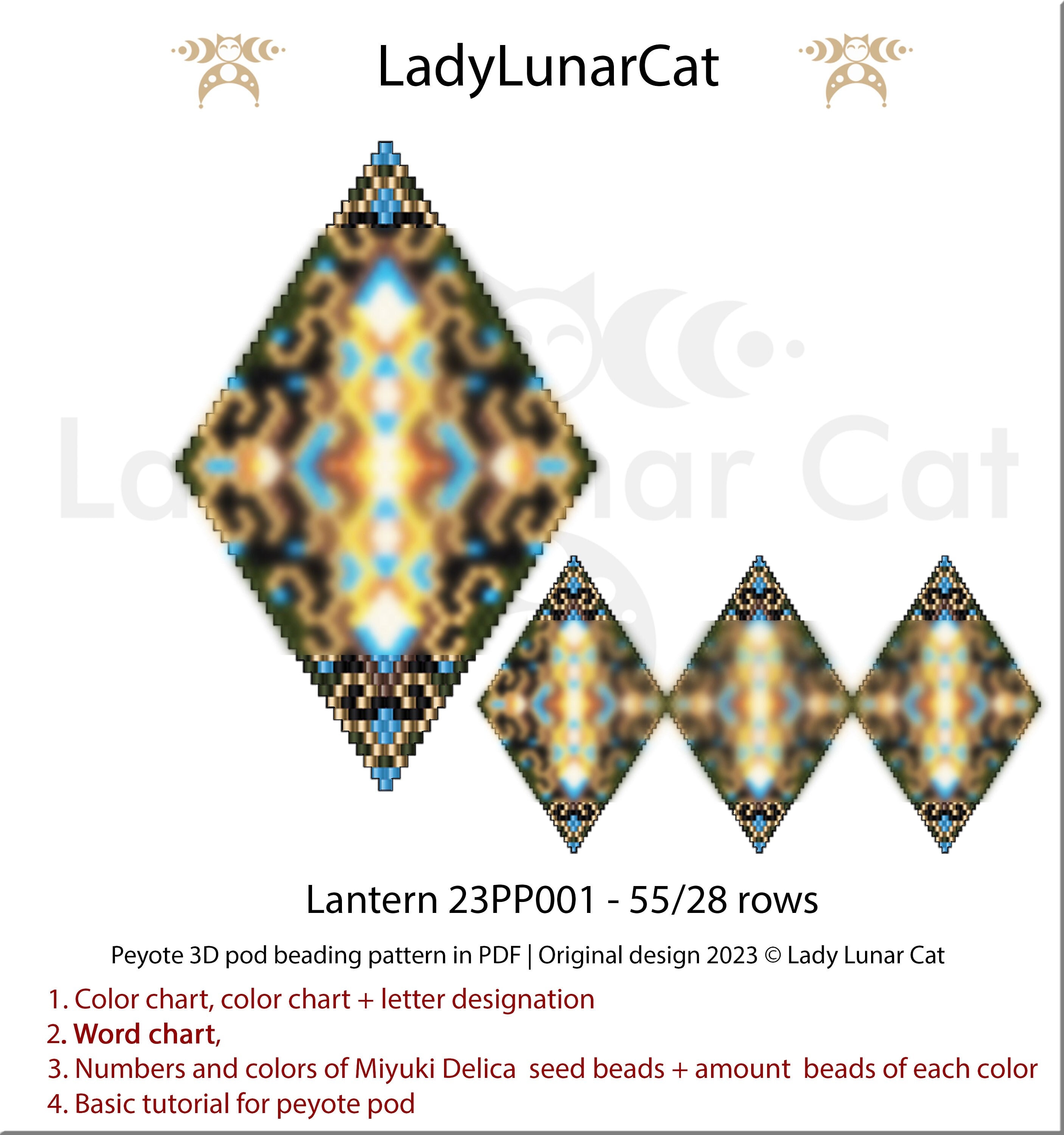 Peyote Pod Pattern for Seed Beads, Lantern Beadwoven, Beading Tutorial ...