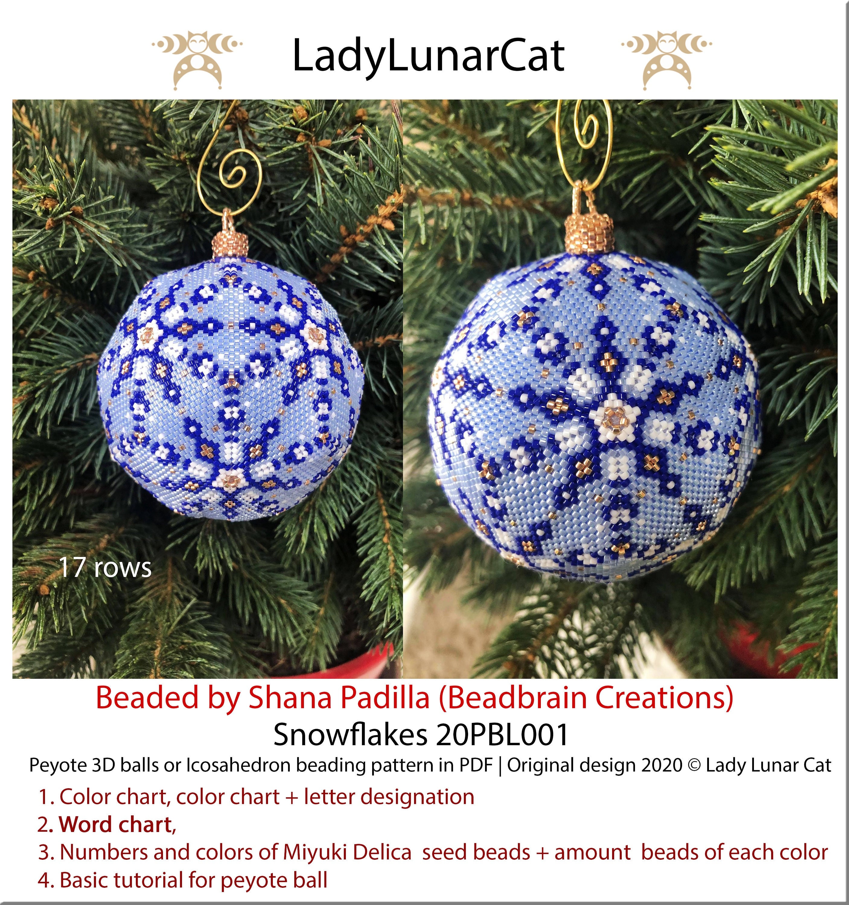 Christmas Ornament Beading Tutorial - Peyote 3d Ball Pattern Snowflakes ...