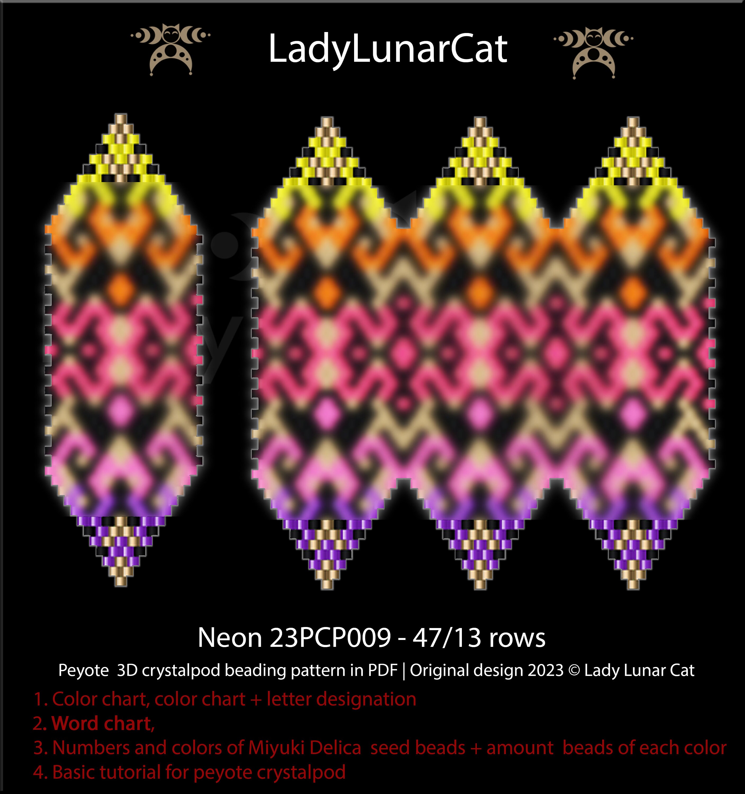 Peyote Pod Pattern for Seed Beads, Neon Beading Tutorial - Etsy