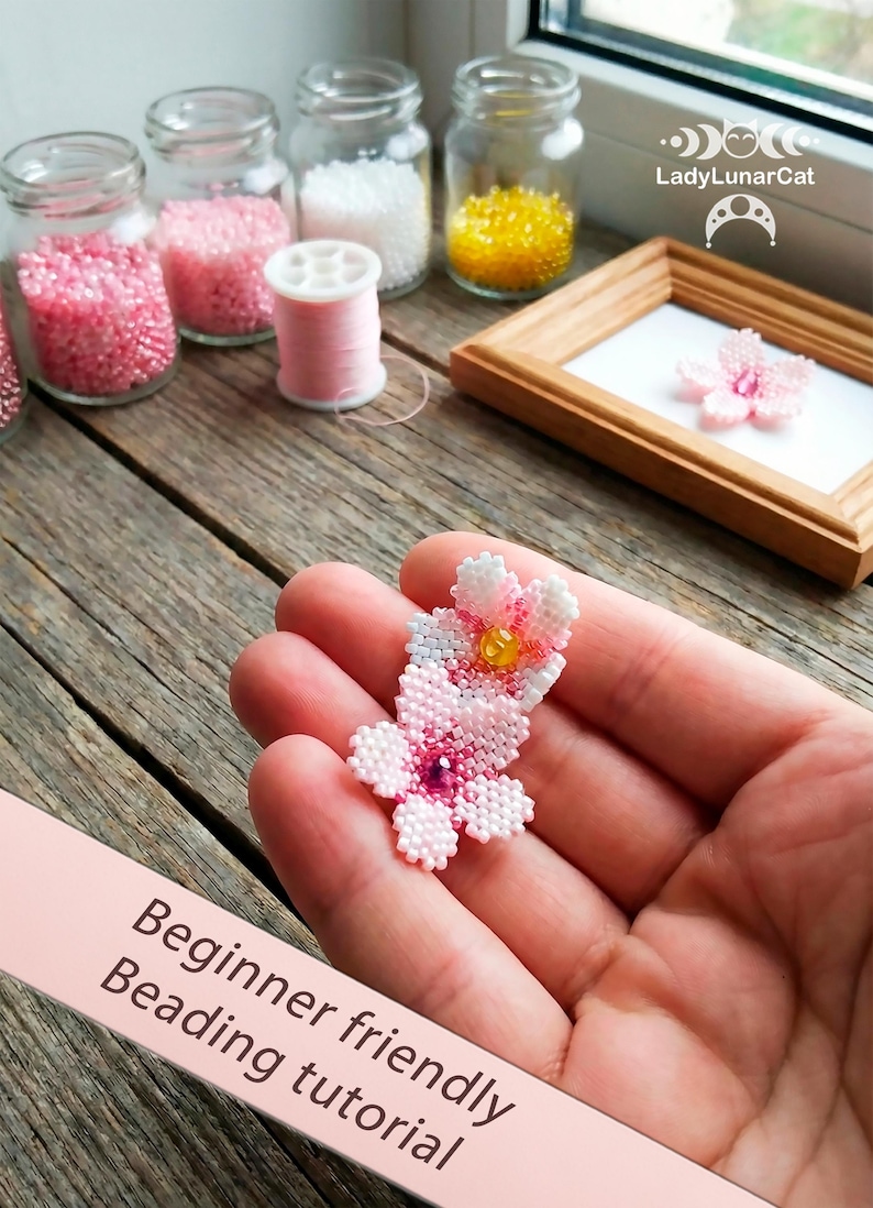 Sakura Peyote Pattern, Beaded Cherry Blossom beading Tutorial (PDF) image 8
