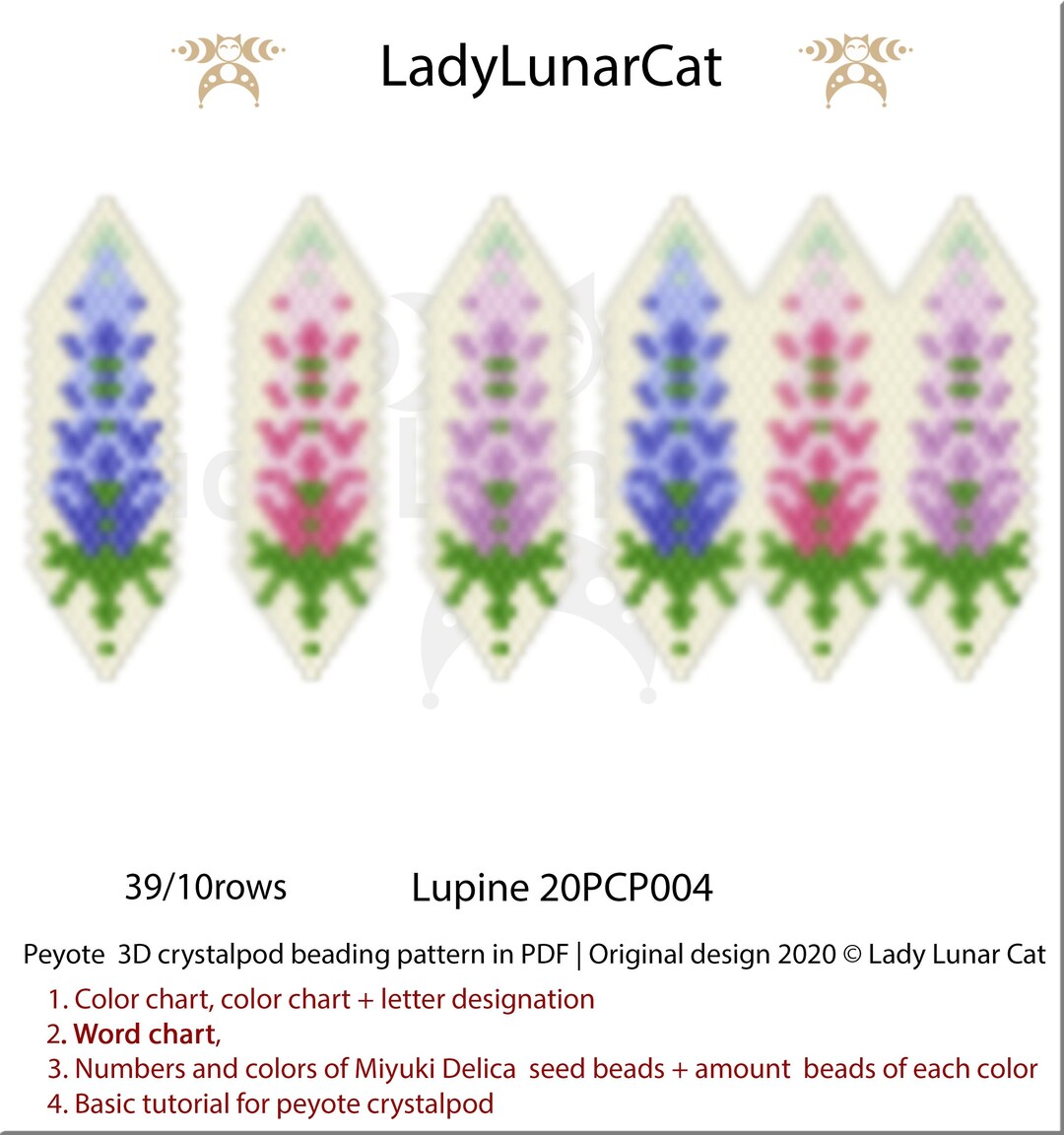 Peyote 3d Pod Pattern for Seed Beads, Lupine Beadwoven, Flower Beading ...
