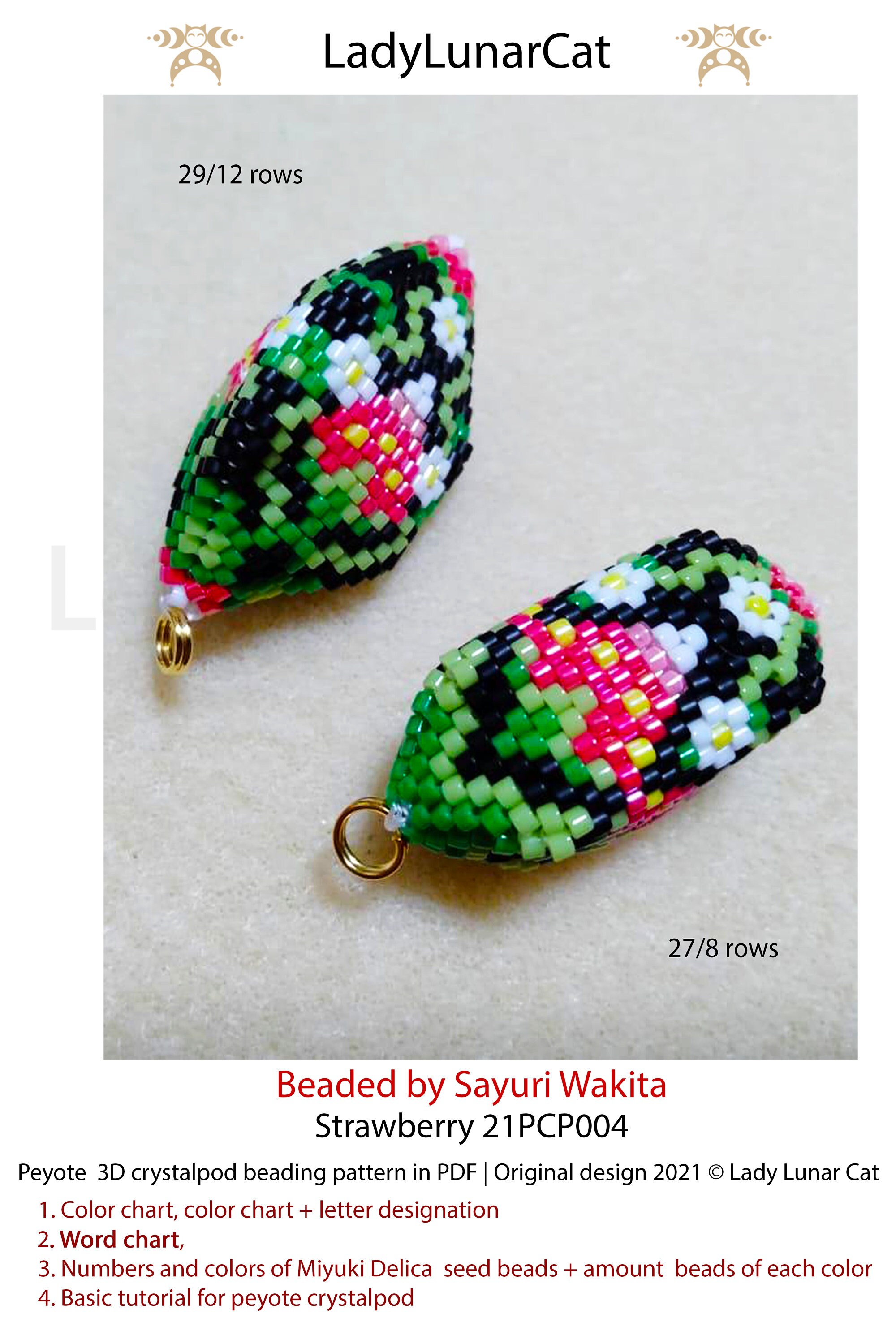 Peyote 3drop Pod Pattern for Beading - Strawberry 21PCP004 - Etsy