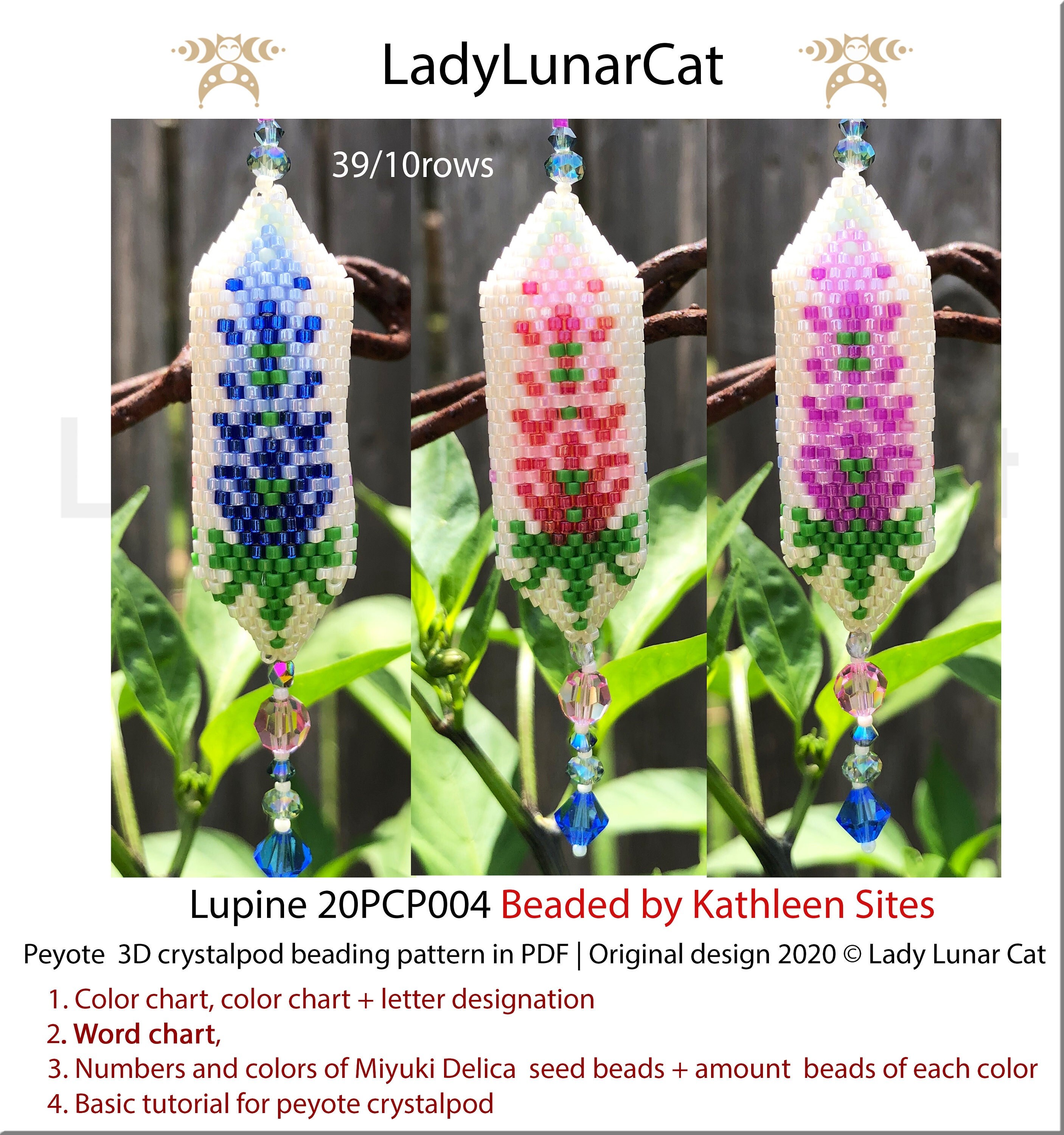 Peyote 3d Pod Pattern for Seed Beads, Lupine Beadwoven, Flower Beading ...