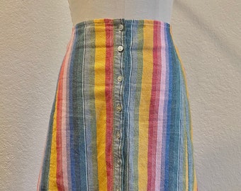 rainbow button up skirt
