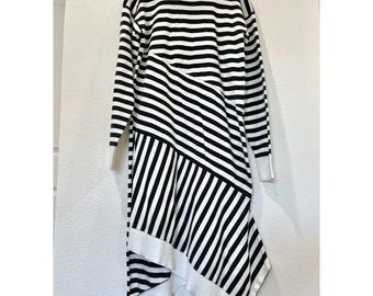 West Kei Black White Knit Strapeless Stripe Tube Maxi Dress S - Etsy