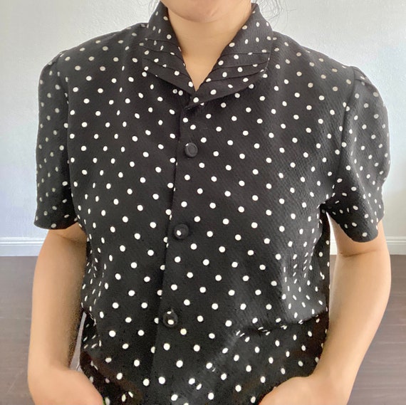 designer polka dot blouse