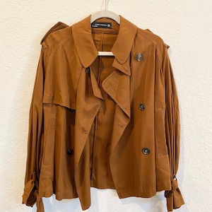 Beautiful brown short trench coat, double-breasted trench coat, short trench coat, jacket, oversized jacket, oversized trench coat, 70s