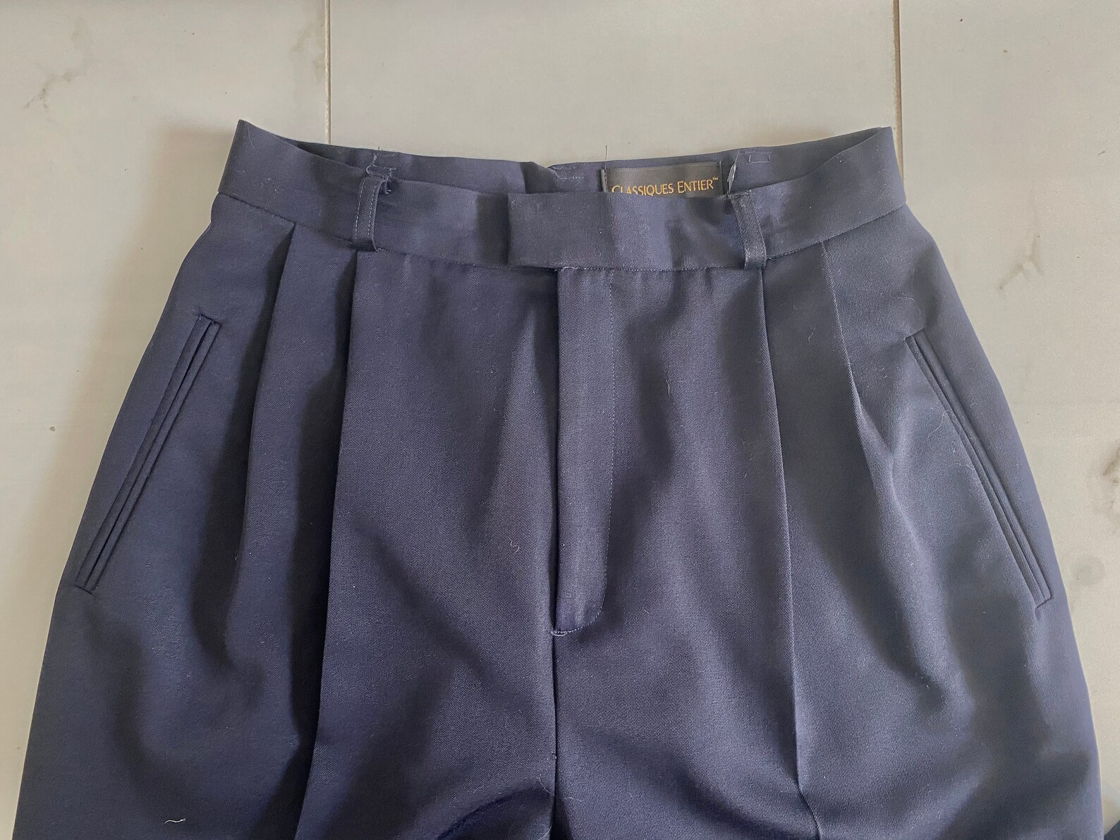 vintage navy pants high waisted 100 wool made in Etsy