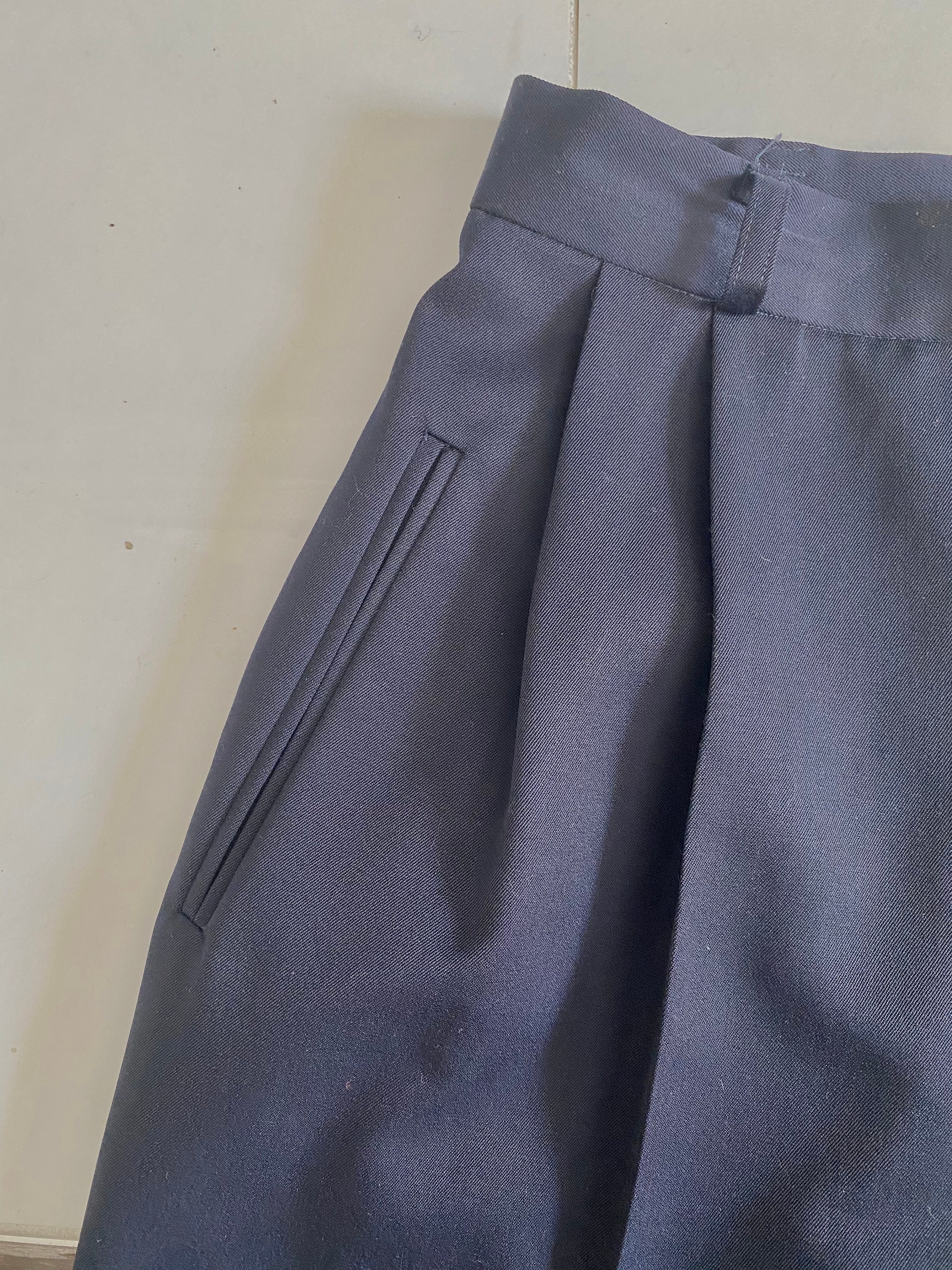 vintage navy pants high waisted 100 wool made in Etsy