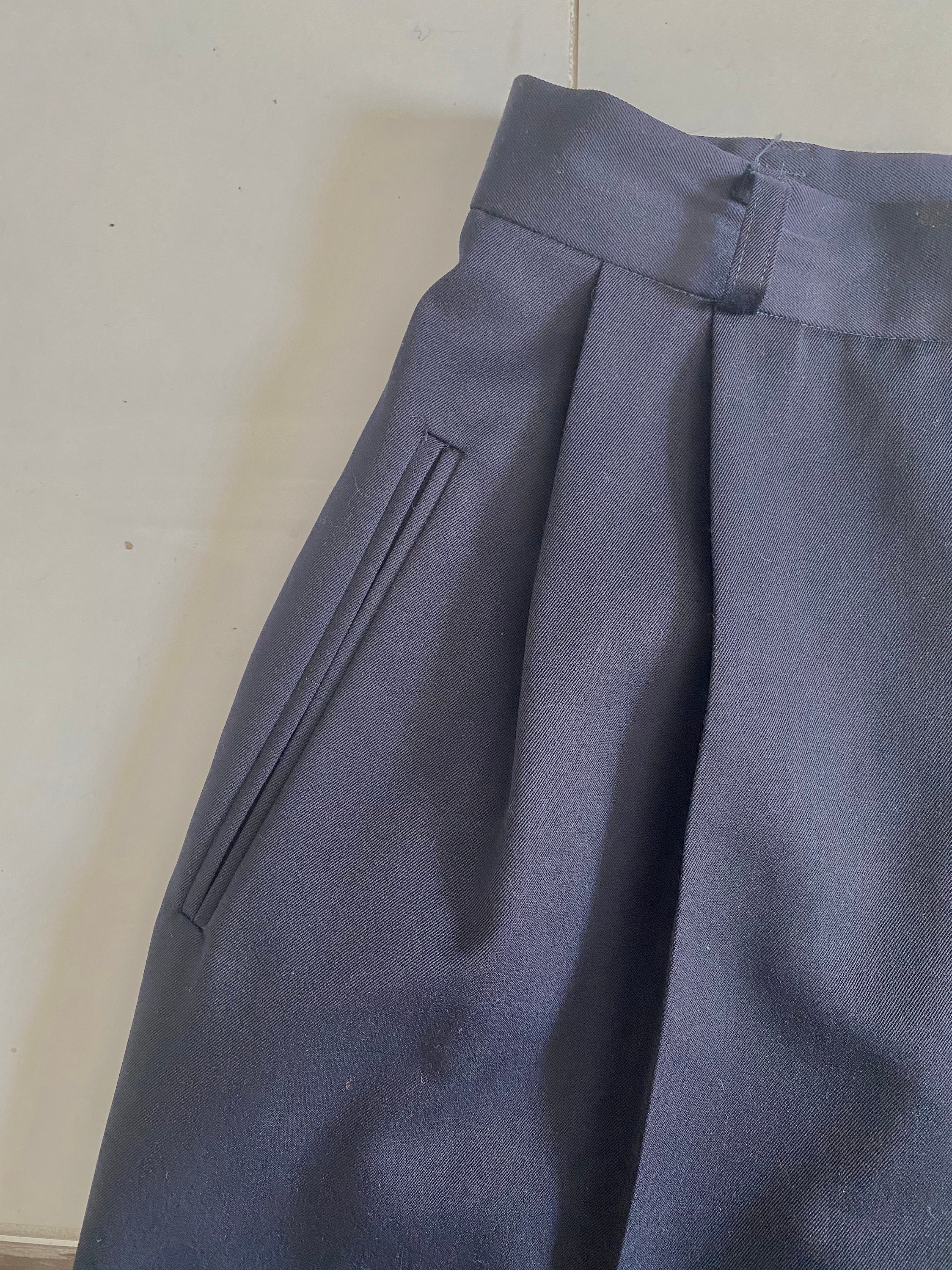 Gorgeous vintage navy pants high waisted 100% wool made in | Etsy