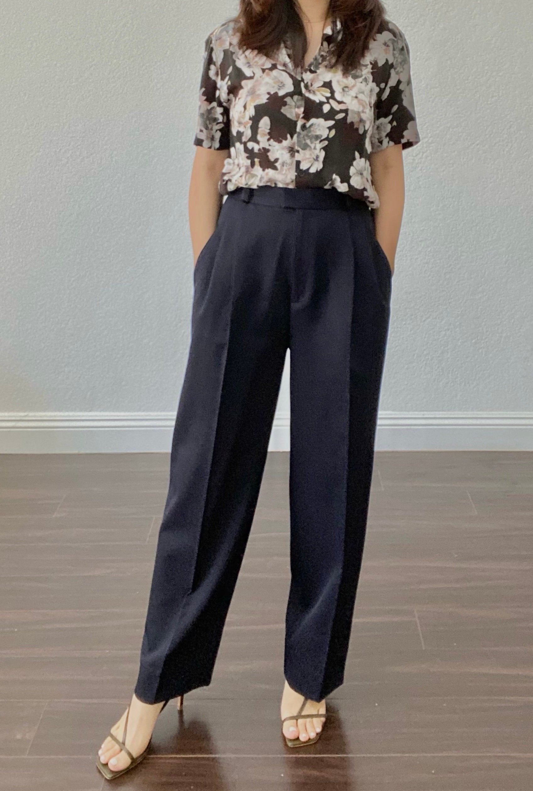 Gorgeous vintage navy pants high waisted 100% wool made in | Etsy