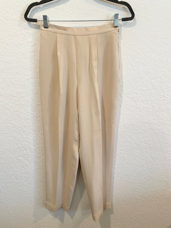 Vintage Ann Taylor pleated 100% silk pants, high … - image 2