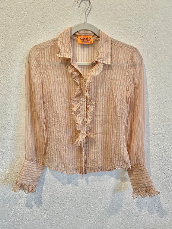 Vintage Juicy Couture ruffle button up front shirt