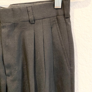 Vintage pleated wool black pants, high waisted black pants, suit trousers, vintage suit pants,