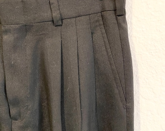 Vintage pleated wool black pants, high waisted black pants, suit trousers, vintage suit pants,