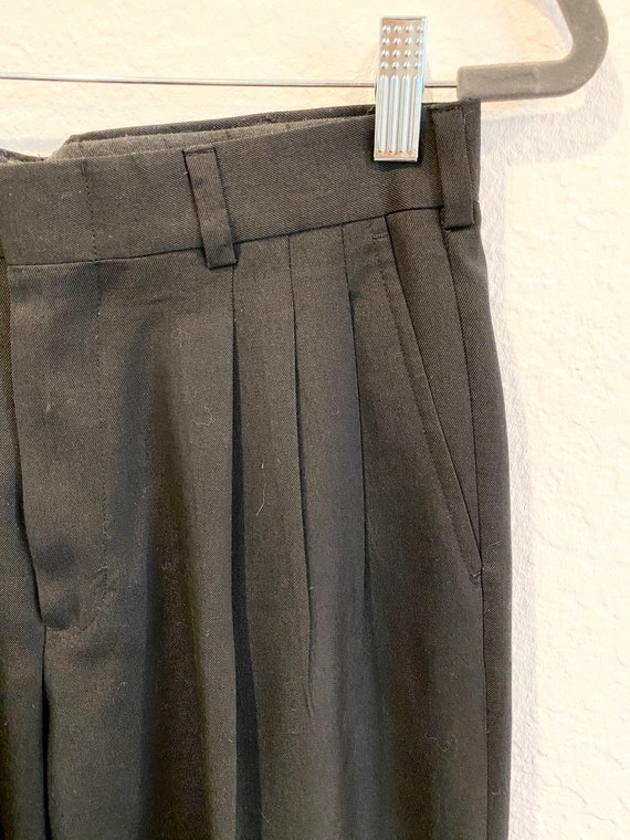 Vintage pleated wool black pants, high waisted bl… - image 1