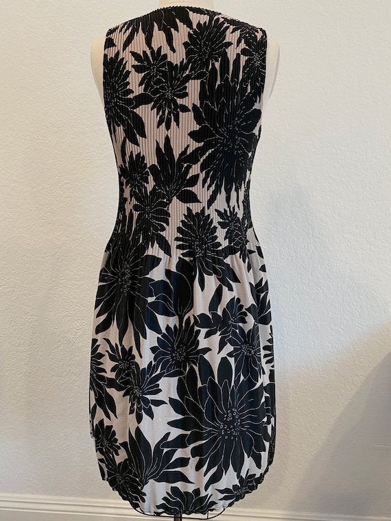 Vintage black floral printed dress - sleeveless m… - image 3