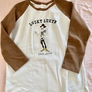 Cowboy raglan shirt, brown and white long sleeve shirt, raglan baseball tee, cotton jersey tee