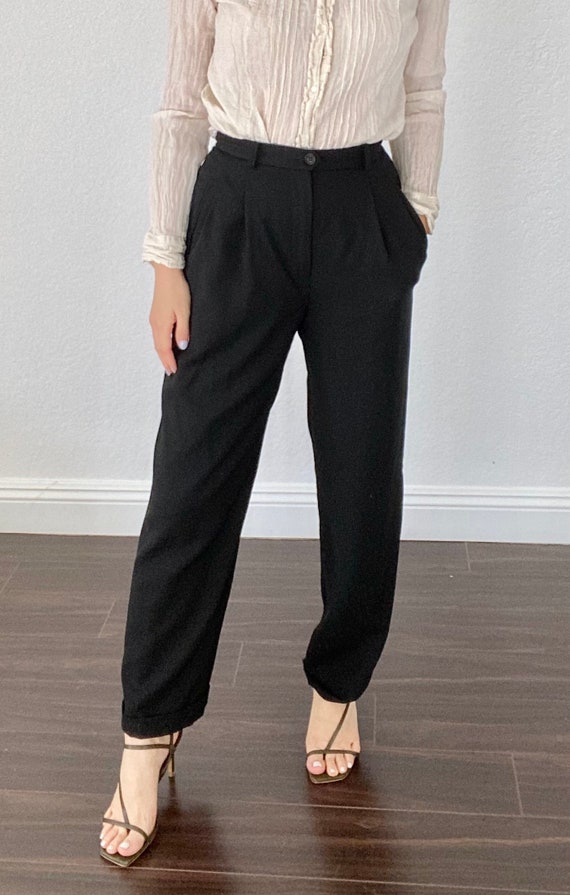 Vintage High Waisted Black Wool Pants - Vintage Ann Taylor Loft Pants -  Suit Pleated Pants - Etsy
