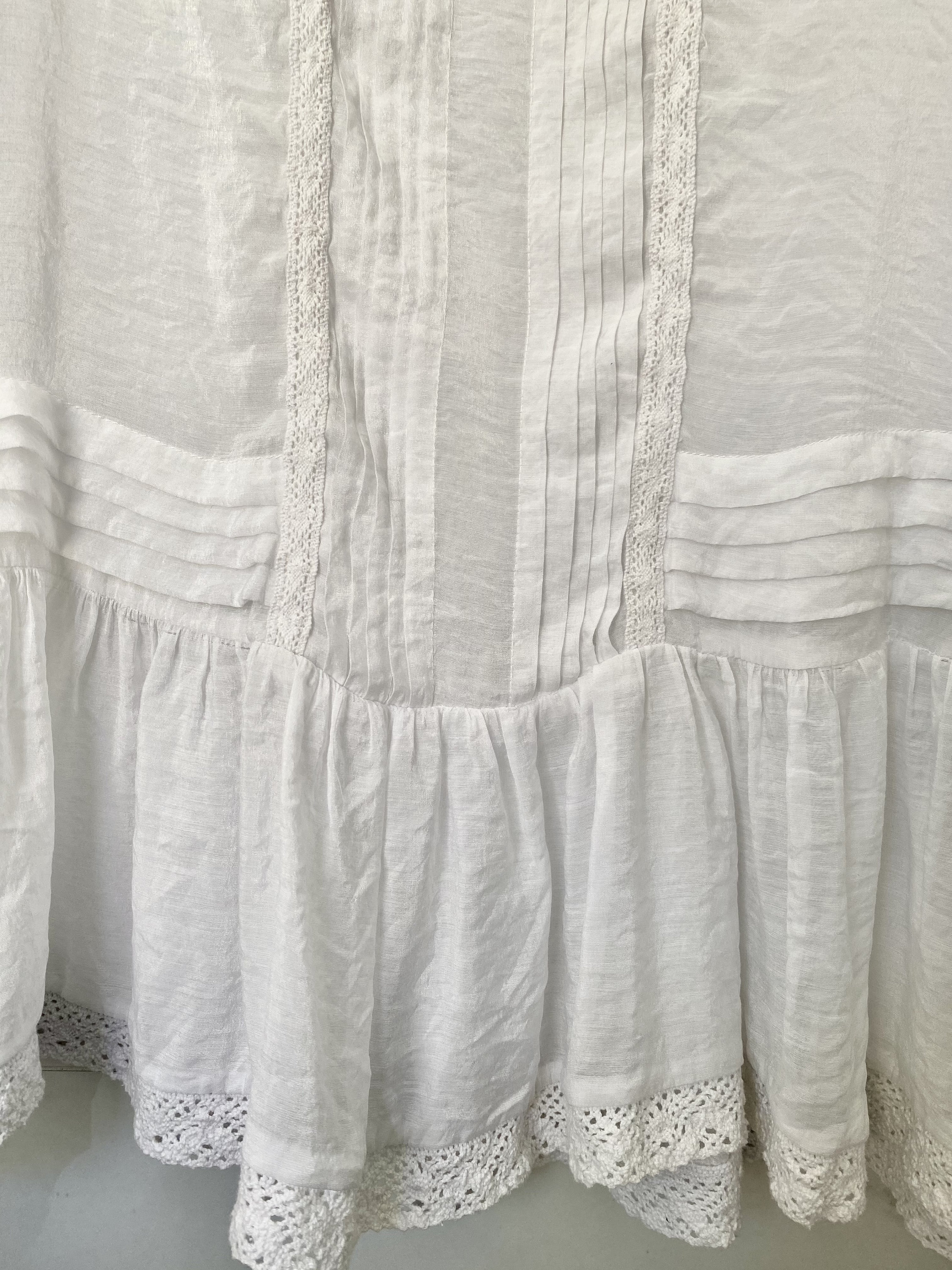 Vintage White Boho Dress Pleated Details Button up Front - Etsy