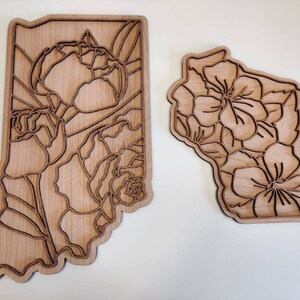 Contorno de estado con madera de flor de estado 3d multicapa