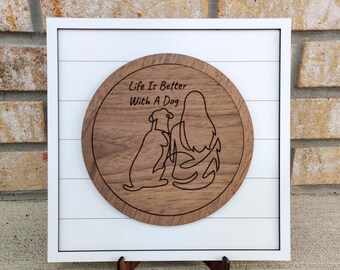 Shiplap Square white Frame with Walnut Insert & Stand