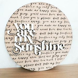 You Are My Sunshine Lyrics Zeichen - Songtexte - Holz Wohnkultur - Geschenk zum Jahrestag