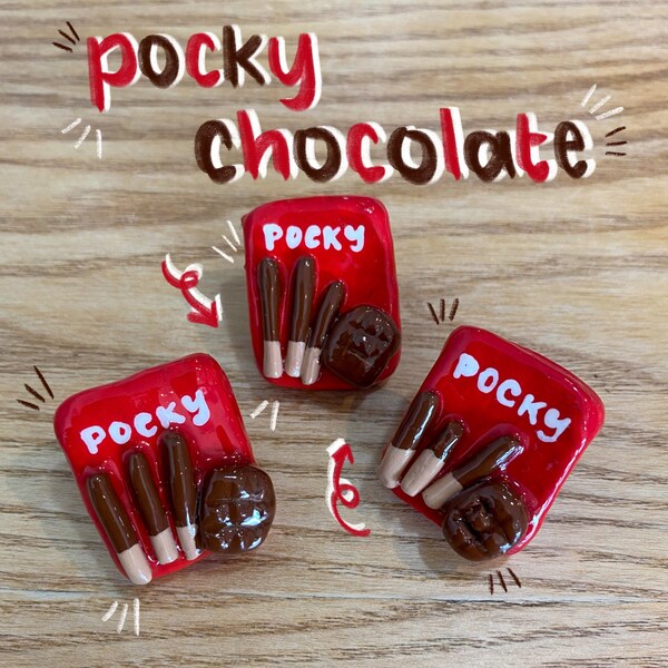 Pocky Chocolate Pin | Handmade Polymer Clay Pins