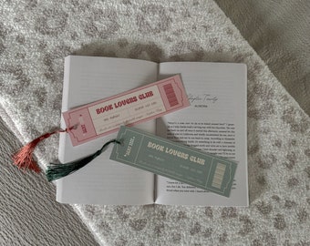 Book Lovers Club Ticket Bookmark w/ Tassel | Bookish | Gifts for Readers